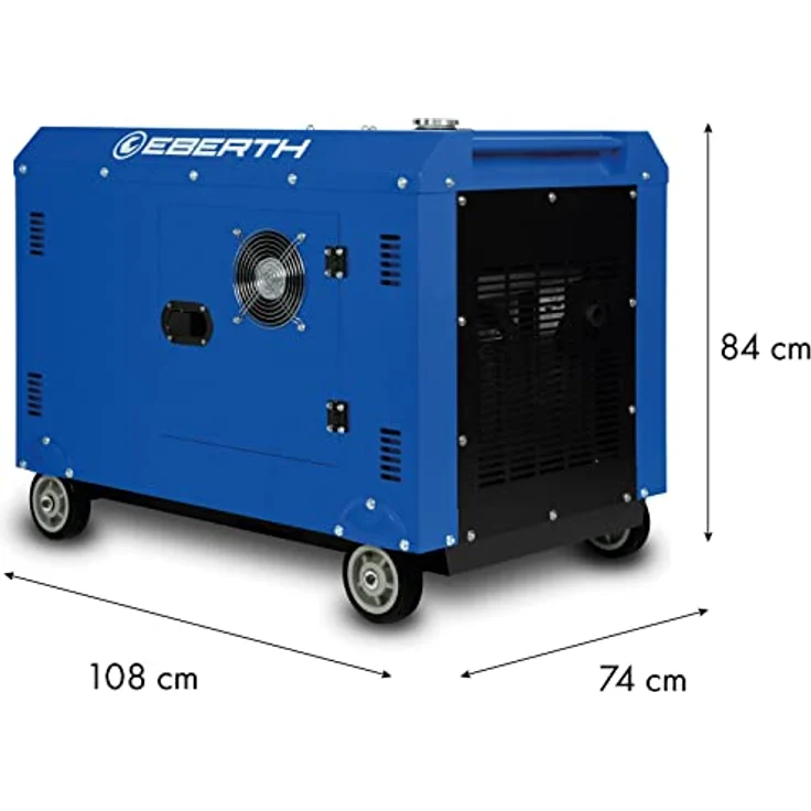 EBERTH GG3-ERD8000E, 8000 Watt Diesel Notstromaggregat mit 13,9 PS, 3-Phasen Stromgenerator, 1x 400V, 2x 230V, 1x 12V – Bild 4