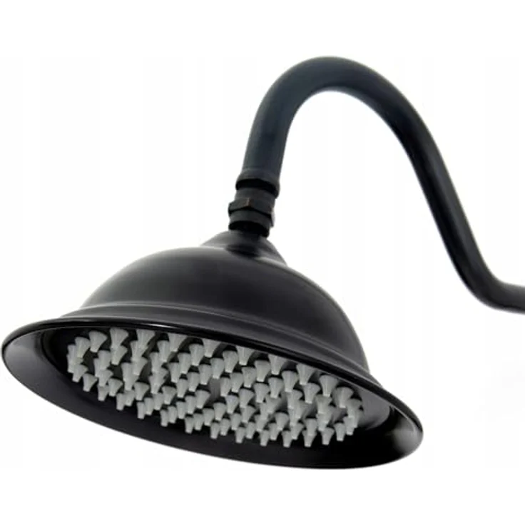 Rea Duschsystem Retro Old Black, Duschset mit Messing Duscharmatur und Kopfbrause, Anti-Kalk Düsensystem, Aufputzmontage, mattschwarz – Bild 5