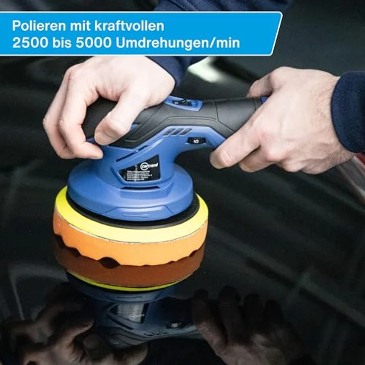 Cartrend Akku-Poliermaschine, Ø 150 mm, 12V mit exzentrischer Rotationsbewegung und 12V 2000mAh Li-Ion Batterie – Bild 6