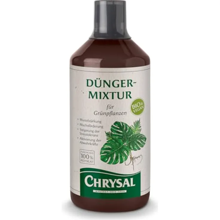Chrysal Vegane Bio-Dünger-Mixtur für Grünpflanzen, 1000 ml mit krankheitsabwehrenden Inhaltsstoffen und Wurzelstärkung