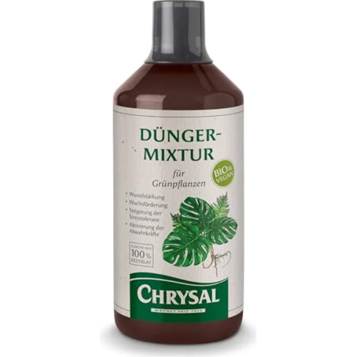 Chrysal Vegane Bio-Dünger-Mixtur für Grünpflanzen, 1000 ml mit krankheitsabwehrenden Inhaltsstoffen und Wurzelstärkung