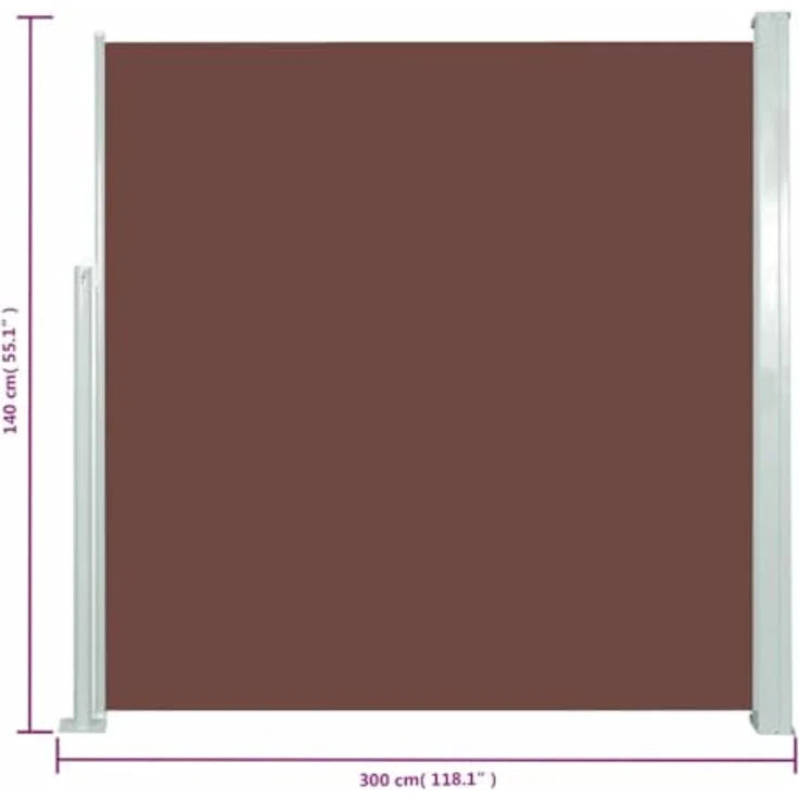 vidaXL Seitenmarkise, einziehbar bis 300 cm, UV-beständig, Grüngrau/Braun – Bild 7