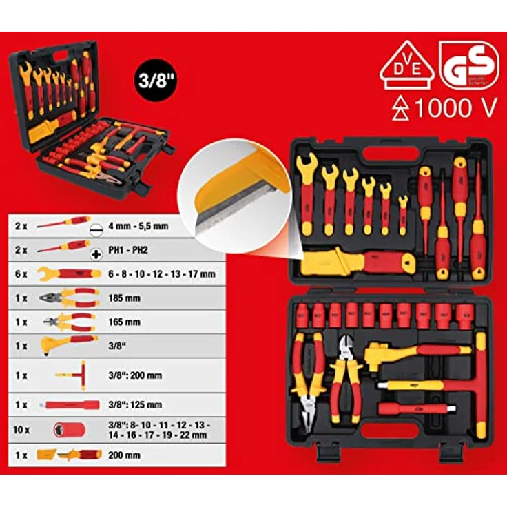 KS Tools 117.1895 Werkzeugset, isoliert nach IEC 60900, im robusten Kunststoffkoffer – Bild 2