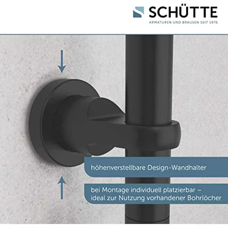 Schütte Duschset MALLORCA Duschsäule mit großer Regendusche Handbrause mit 3 Strahlarten Duschsystem ohne Armatur Schwarz Matt – Bild 5