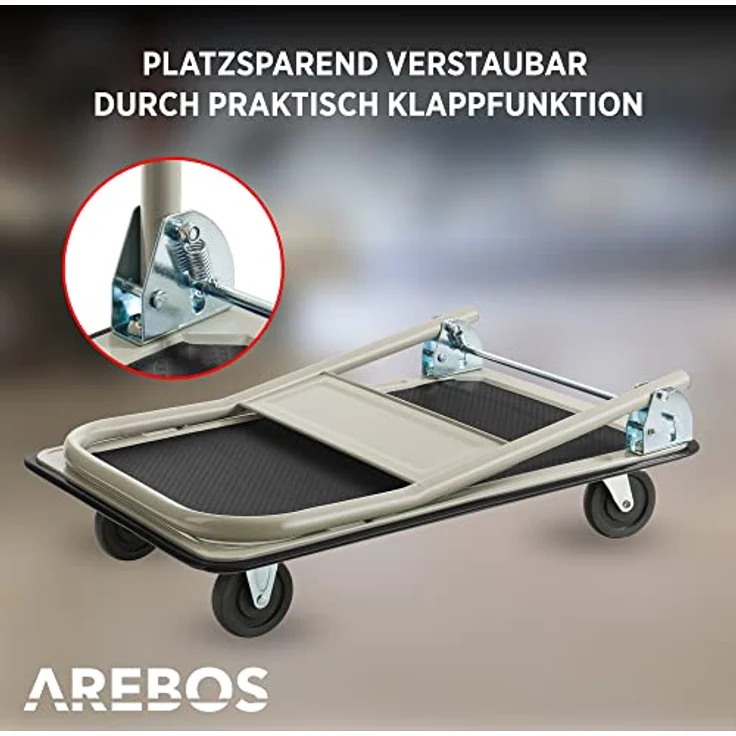 Plattformwagen Transportwagen Handwagen Transportkarre Wagen 150 kg - blau-silber - Arebos – Bild 4