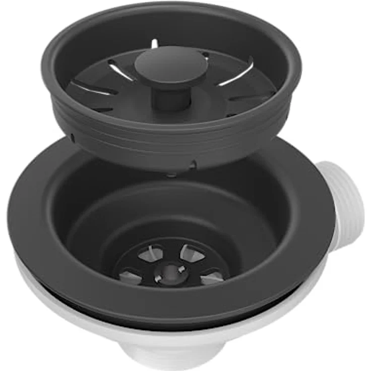 QUADRON Spülbecken Spüle Schwarz Granit CHRISTIAN 136 XL - 1 Becken Einbauspüle mit manuellem Siphon und Abtropffläche – Bild 5