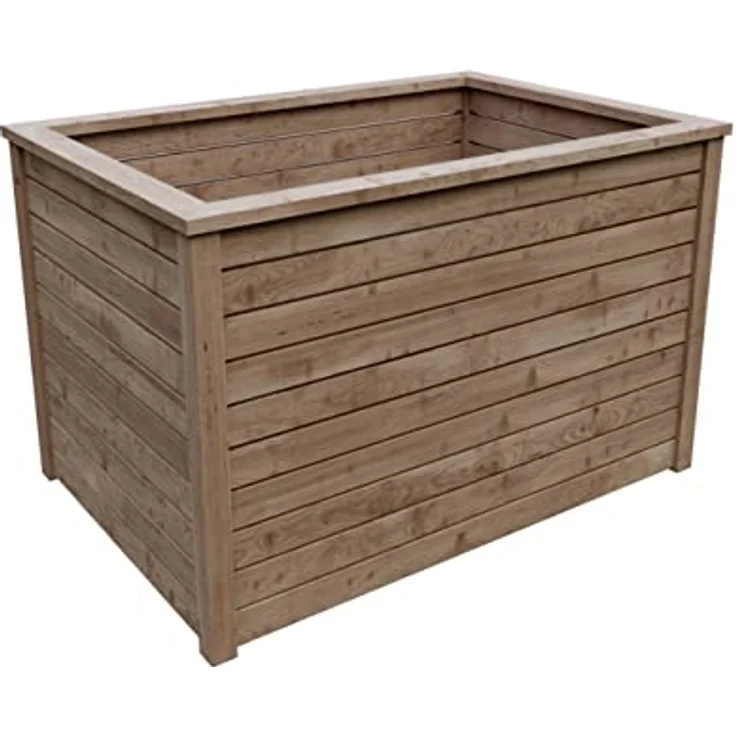 TETZNER & JENTZSCH VEIJLE-Hochbeet LÄRCHE 125 x 80 x 85 cm, 650l inkl. Folieneinsatz I Blumenkasten mit vorgefertigten Wandelementen für den Garten I Pflanzkübel groß außen aus Holz – Bild 1