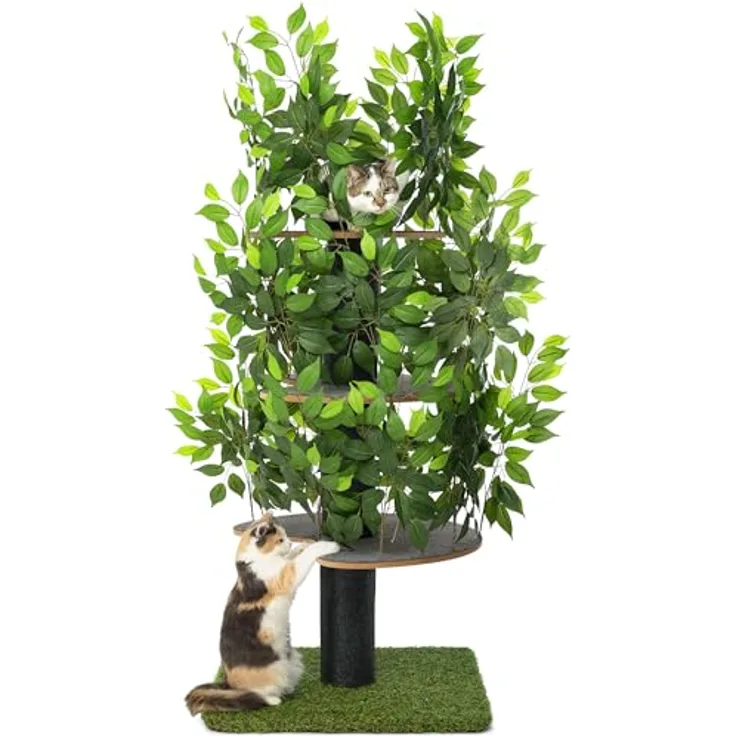 PRIORPET Kratzbaum Natur zum Klettern, Verstecken und Schlafen - groß mit austauschbaren Blättern - mehrstufig, einfach zu montieren - haustiersichere Materialien, langlebige und Patentierter robuste Cat Tree - Preisvergleich