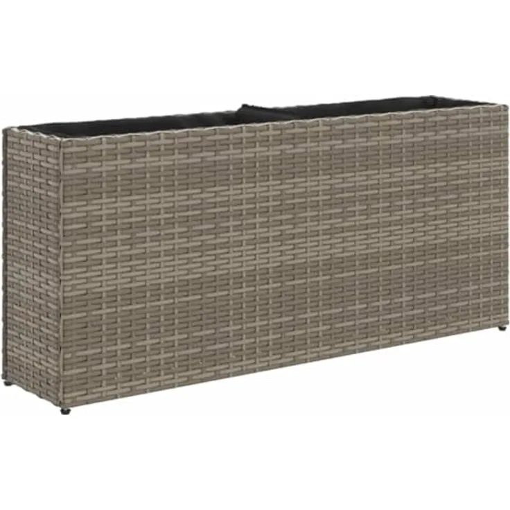 vidaXL Hochbeet mit 2 Fächern Grau 90x20x40 cm Poly Rattan, robustes Gestell, Dekorativ