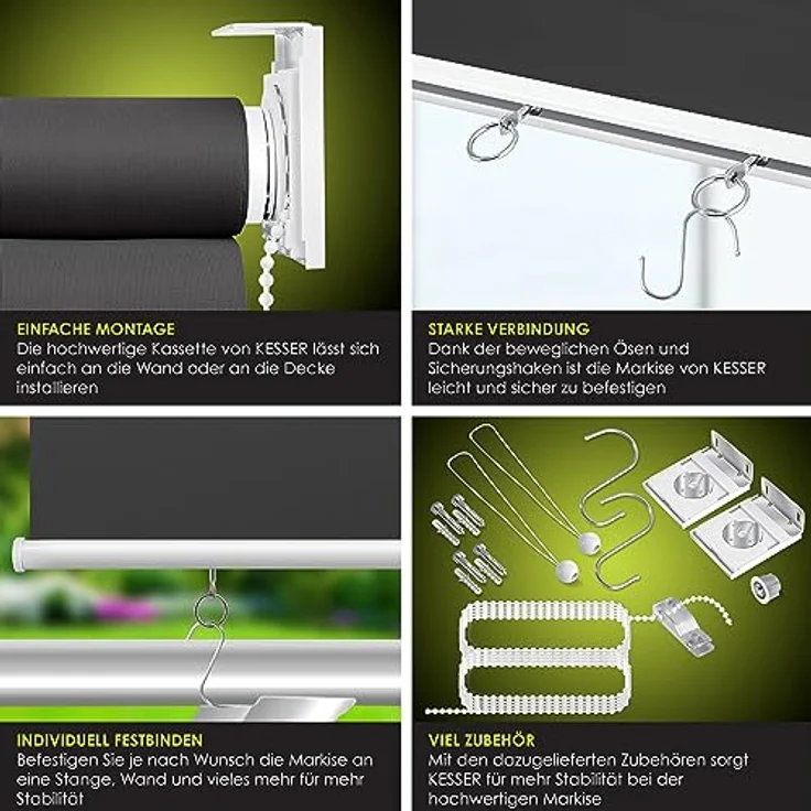 KESSER Senkrechtmarkise Vertikalmarkise Balkonmarkise Sichtschutz Sonnenschutz Seitenrollo Beschattung , Balkonrollo Stabil und wetterbeständig, für Balkon, Terrasse, Garten, anthrazit Anthrazit, 140x240cm – Bild 3