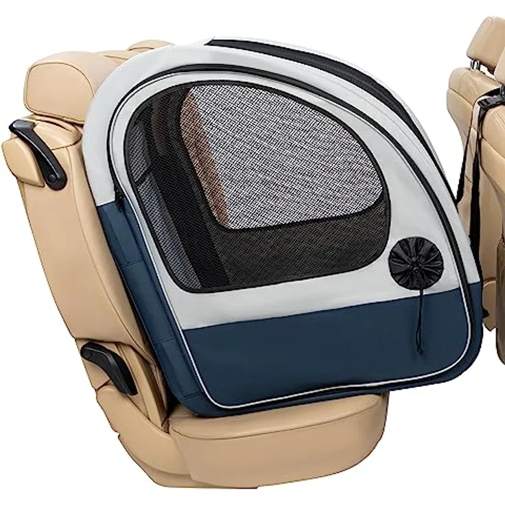 PetSafe Happy Ride Faltbare Transportbox, Hunde-Reisebox für die Autorückbank, Netztüren zur Belüftung, Blau/Grau