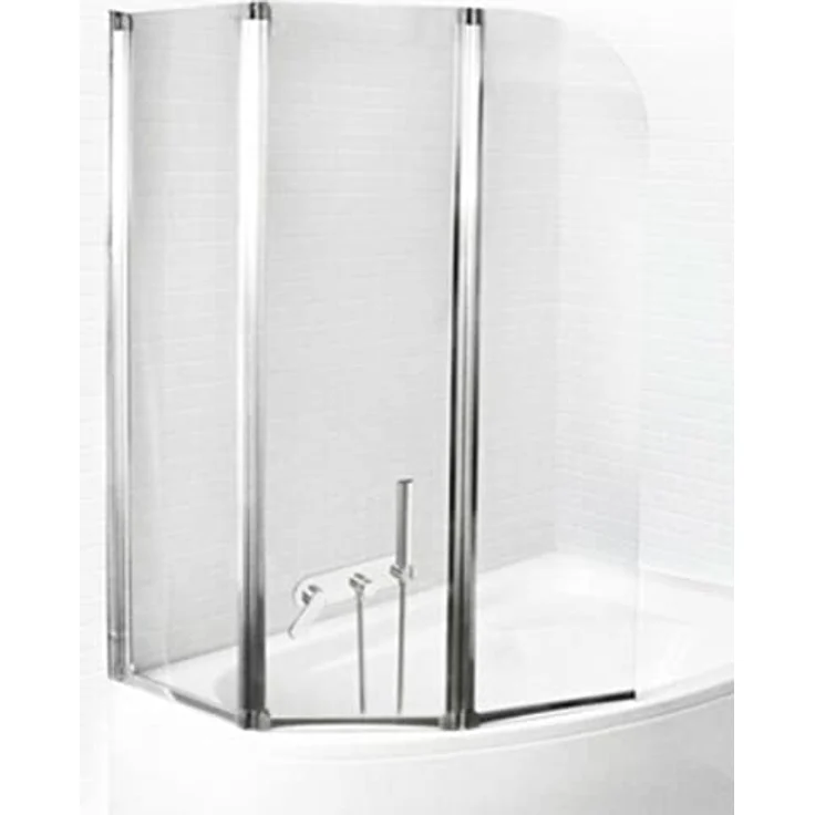 ECOLAM Badewannenabtrennung Ambition 3-teilig 139 cm Klarglas - Echtglas Faltwand mit Chrom Profilen – Bild 2