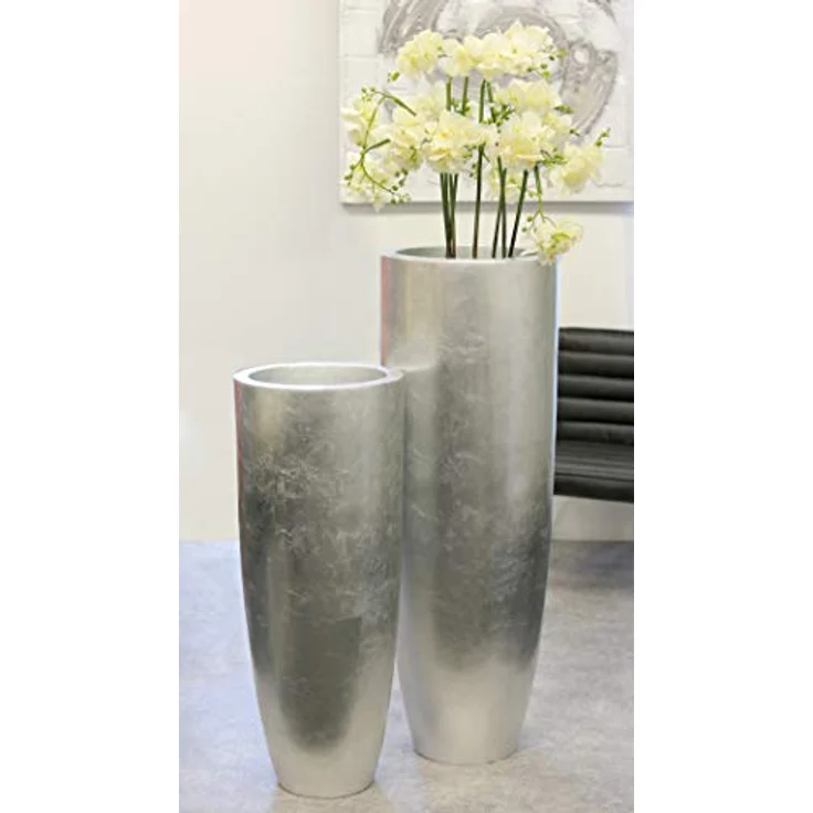 GILDE Übertopf Konus, silberfarben, elegantes Pflanzgefäß für Indoor und Outdoor-Dekoration – Bild 2