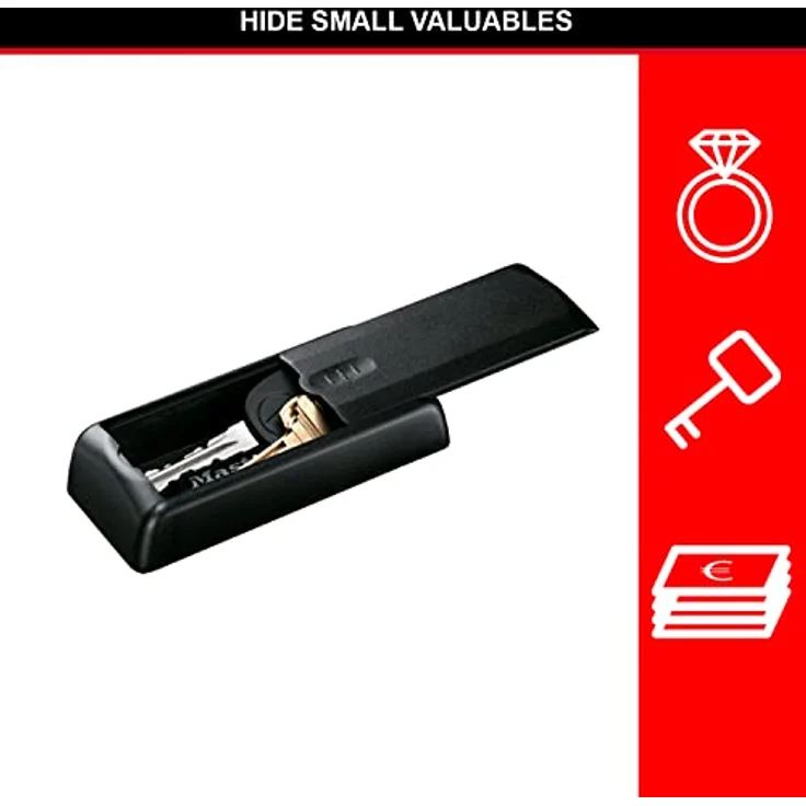 MASTER LOCK Magnetischer Schlüsselkasten [Autoschlüssel safe] 207EURD – Ideal, um Autoschlüssel zu verstecken, Schwarz, 11,9 cm x 5,1 cm x 2,9 cm – Bild 4