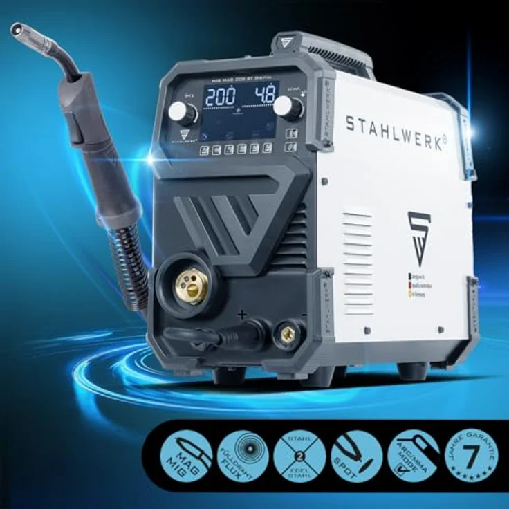 STAHLWERK MIG MAG 200 ST Digital Schweißgerät, 200 A, IGBT Technologie, kompaktes Design, 2-in-1 Kombigerät – Bild 3