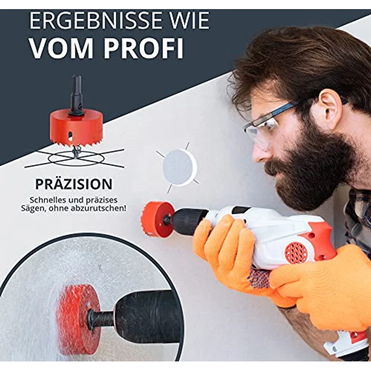 BAURIX® Bi-Metall-Lochsäge [60mm] für Trockenbau, Holz, Steckdose | Bi-Metall Lochbohrer für Metall, PVC | 38mm Bohrtiefe, Sechskantschaft | BAURIX – Bild 3