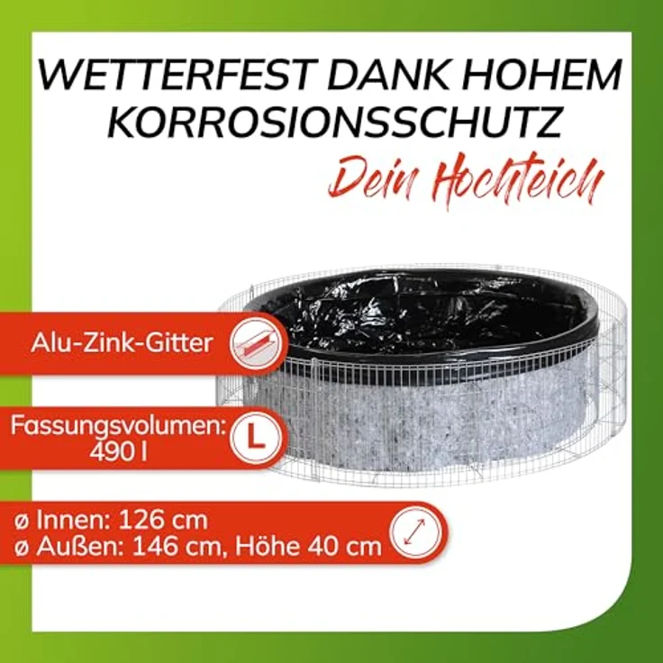 Bellissa Gabionen-Hochteich Ø 146 cm – Bild 4