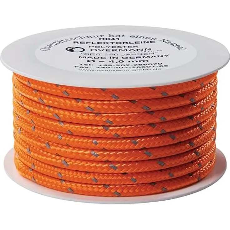Overmann Reflektorschnur Safety Reflector L.100m D.8mm PES orange OVERMANN VE: 4