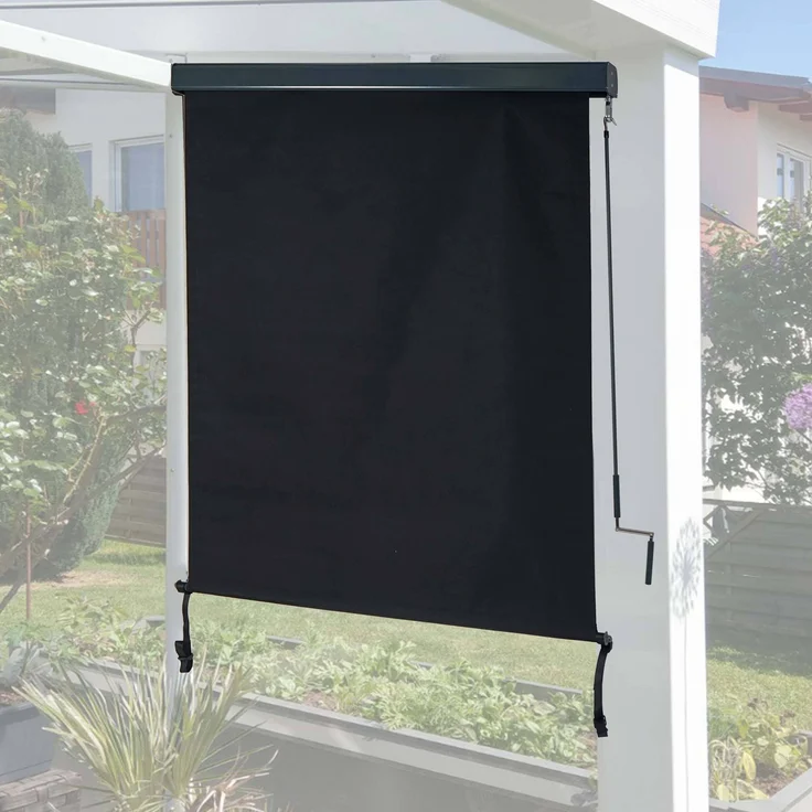 Mendler Vertikalmarkise MCW-F42, Senkrechtmarkise Sichtschutz Außenrollo Rollo, UV-Schutz 50 Stoff 250x140cm, schwarz