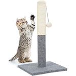Relaxdays Kratzstamm, Kratzsäule für Katzen, freistehend, Kratzstange mit Sisalstamm & Spielball, Indoor, H: 54 cm, grau