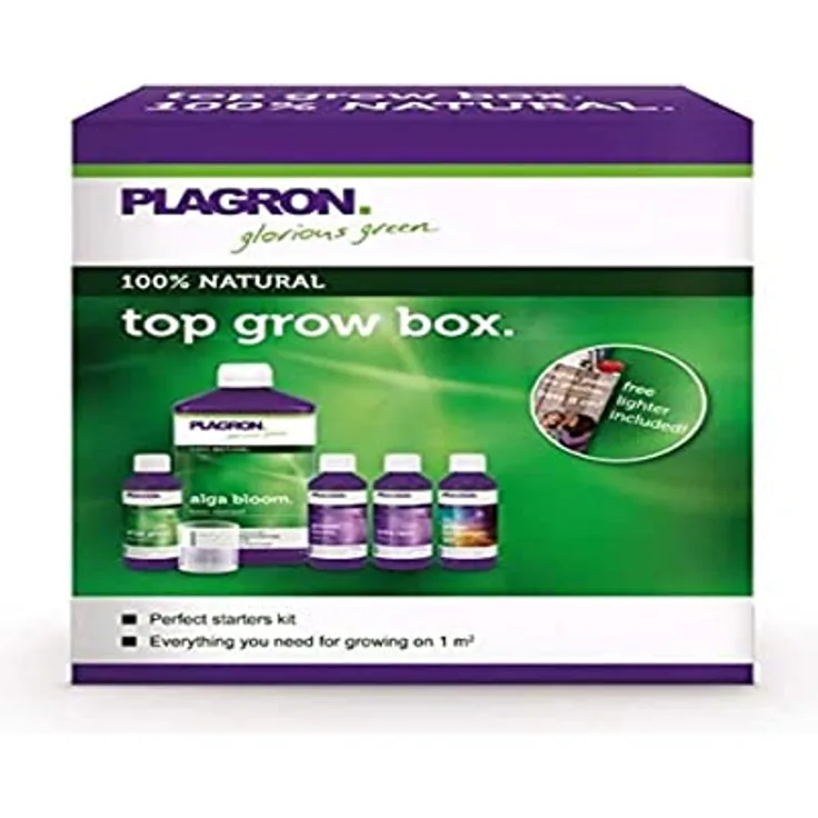 Plagron Top Grow Box, Bio-Pflanzendünger Set mit 100 ml Algengruppe, 1 l Algenblüte, 100 ml Powerroots und Vita-Race