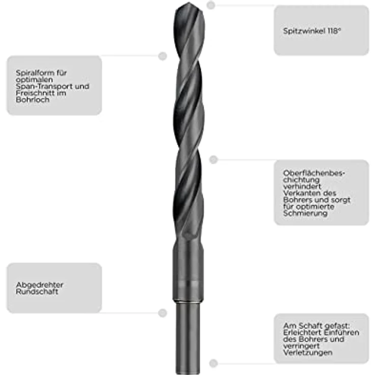 kwb HSS Metallbohrer Ø 20 mm 159200 (mit abgedrehtem Schaft, DIN 338) – Bild 3