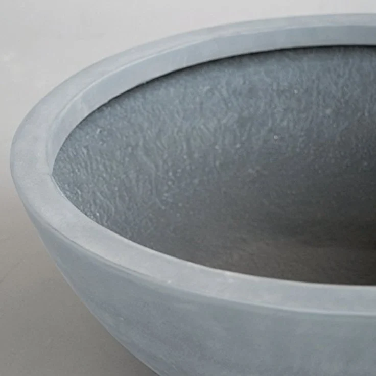 Elegant Einrichten Pflanzkübel Fiberglas Schale Rund, D46xH16cm, Grau, UV-beständig und frostsicher – Bild 6
