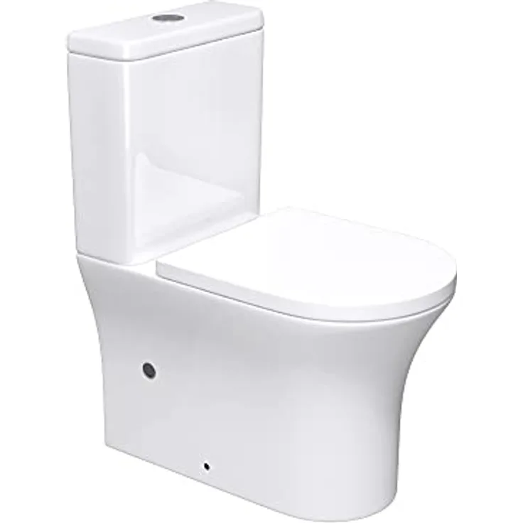 Mai & Mai Stand-WC Toilette Aachen304T, Keramik, Spülrandlos, bodenstehend, Silent-Close Sitz, 41x55,5x85cm, weiß