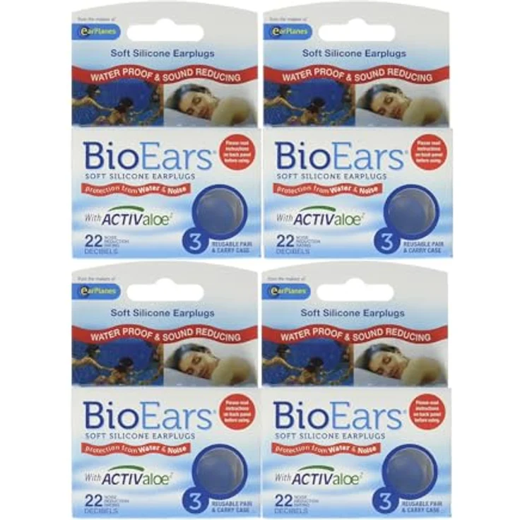BioEars Weiche Silikon-Ohrstöpsel Wasser- & Lärmschutz mit Activ Aloe - 3 Paar, 50 g, Gehörschutz – Bild 2