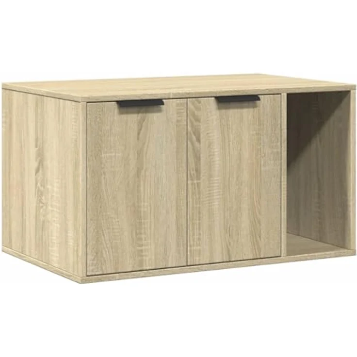 vidaXL Katzenklo Schrank, Katzenschrank Katzentoilette Beistelltisch, Sonoma Eiche Holzwerkstoff, Verstecktes Design – Bild 1