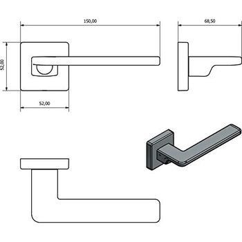 VERAMET® Türgriff Set Schwarz Matt - Eckige Drückergarnitur Mit Rosette Für Moderne Innentüren