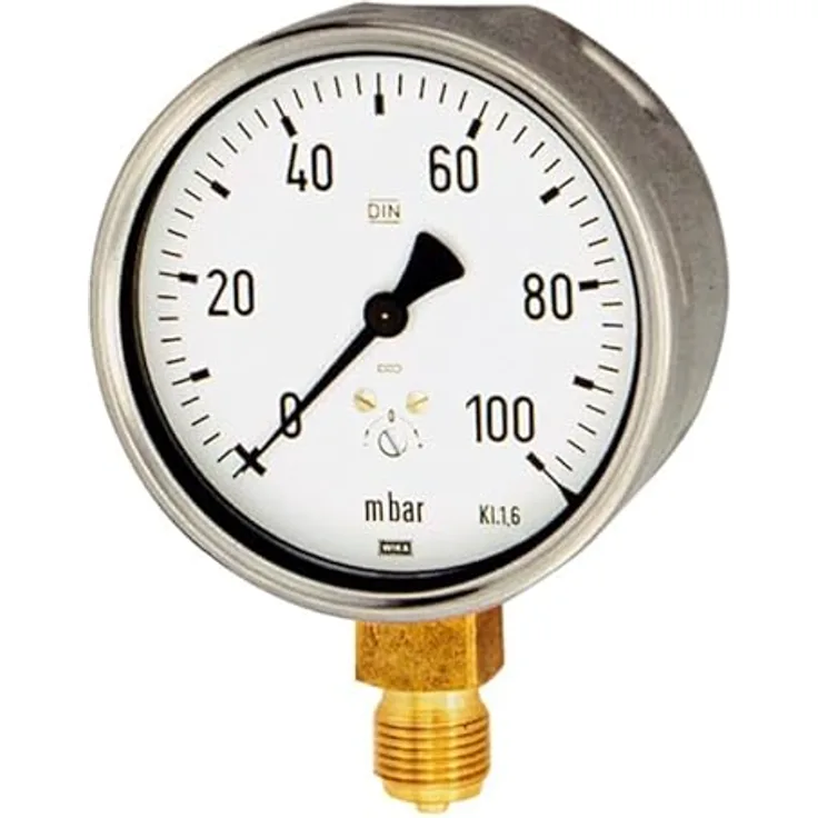 RIEGLER Kapselfedermanometer, G 1/2 radial unten, 0-25 mbar, Ø 100 mm, hochwertiges Messgerät
