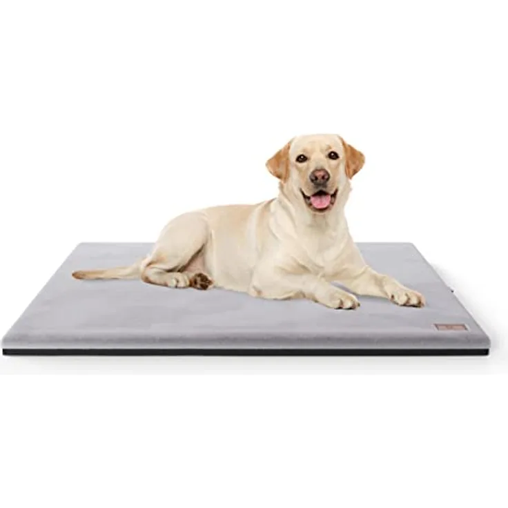 Knuffelwuff Orthopädische kuschelige Hundematte Berrith aus weichem Kaninchenfell-Imitat 120x85cm Grau - Hundekissen für große, mittelgroße und kleine Hunde - Für Zuhause, Auto, Wohnmobil, Wohnwagen