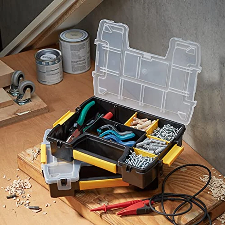 Stanley Sortmaster Doppelorganizer Werkzeugbox leer STST1-71197 ? Stapelbarer Werkzeugkasten mit entnehmbare Einsätzen & kombinierbar mit bis zu zwei weiteren Organizern – Bild 2