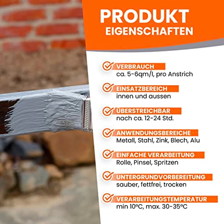 BEKATEQ Metallschutzlack 4in1 Metallfarbe LS-570, 10L Sonnengelb mit Grundierung, Rostschutz, Zwischenanstrich und Deckanstrich für Metalloberflächen – Bild 3