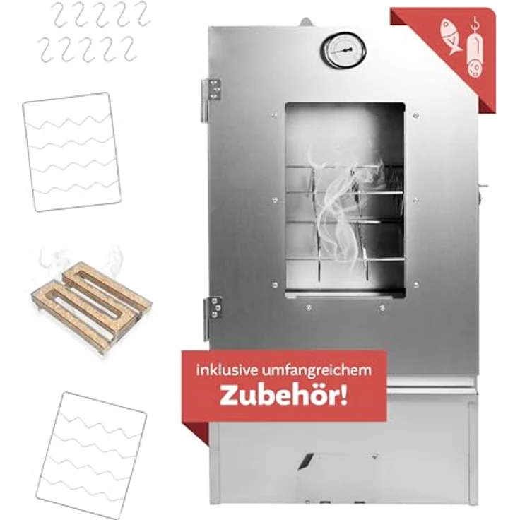 LEMODO Räucherofen 80x39,5x27,5 cm, Kalträucherofen mit Thermometer, umfangreichem Zubehör und großer Räucherkammer, Tischräucherofen zur Fisch-, Fleisch- und Käseherstellung – Bild 1