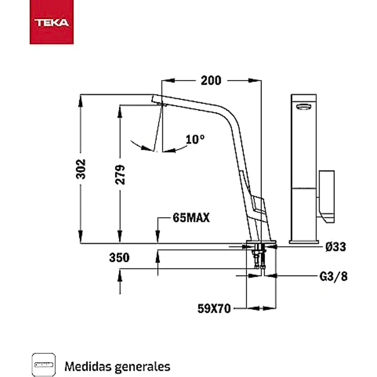Teka Küchenarmatur IC 915 W, Einhand-Küchenarmatur mit schwenkbarem Auslauf, weiß – Bild 2