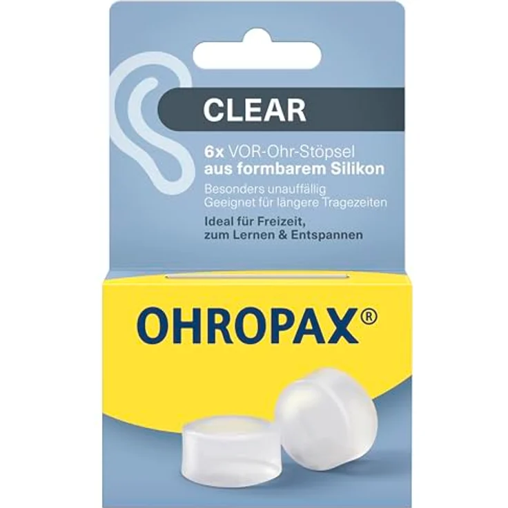 OHROPAX Clear Ohrstöpsel – transparente VOR-Ohr-Stöpsel aus Silikon – Schalldämmwert SNR 23 dB – 6 Stück – Bild 2