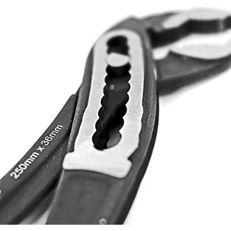 S&R Wasserpumpenzange CR-V Stahl gehärtet, phosphatiert, doppelt ummantelte Griffe, 250 x 36 mm, Öffnungsweite 55 mm, Rohrzange, Zange für Wartung Montage Klempner Industrie - Preisvergleich – Bild 2
