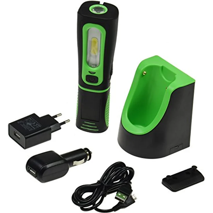 LED Stableuchte IP44 mit Akku & Ladestation Flexibel drehbar 2 Ladegeräte mit Ladeschale I Magnethalter – Bild 1