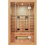 Artsauna Infrarotkabine Kiruna120 Dual Technologie – 5 Vollspektrumstrahler & 3 Flächenstrahler – 2 Personen – LED Farblicht – Radio - Hemlock-Holz, 120 x 105 x 190 cm