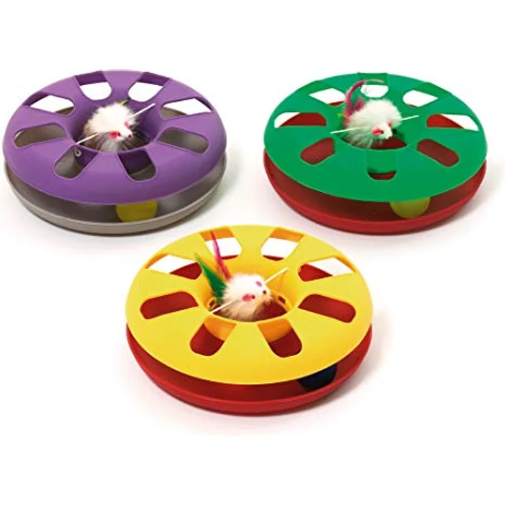 Karlie Kitty Round About, Tierspielzeug ø: 24 cm mit Plüsch-Spielmaus und Ball, farblich sortiert – Bild 1