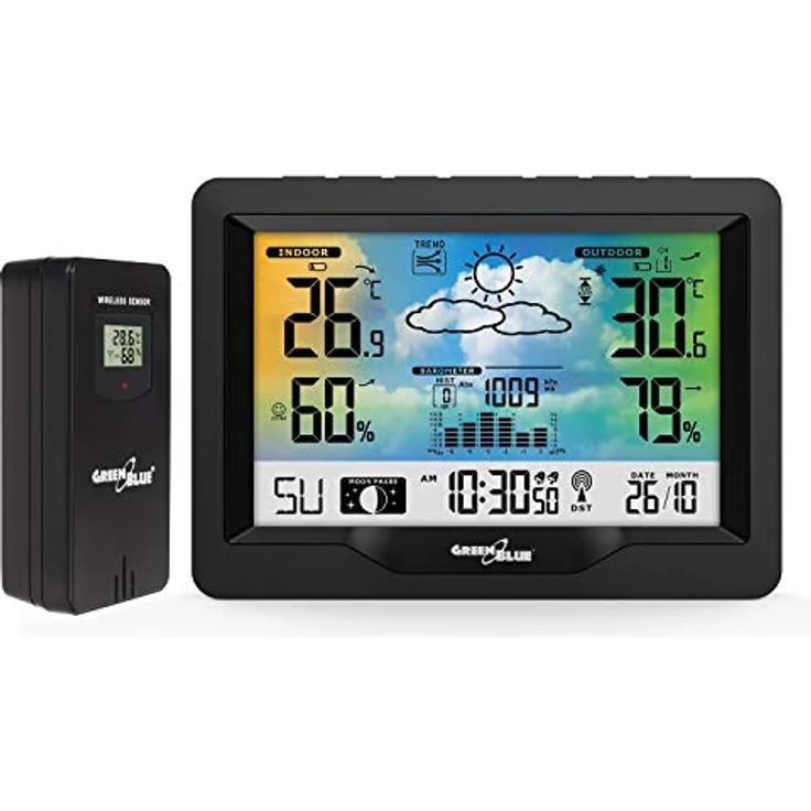 Greenblue 60133 Wetterstation, digitale Akku-Wetterstation mit Hygrometer und Thermometer, Schwarz – Bild 4