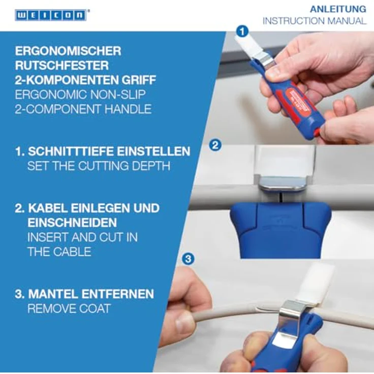 WEICON Kabelmesser No.4-28 H variable Schnitttiefe von 4-28 mm inkl. Hakenklinge – Bild 3