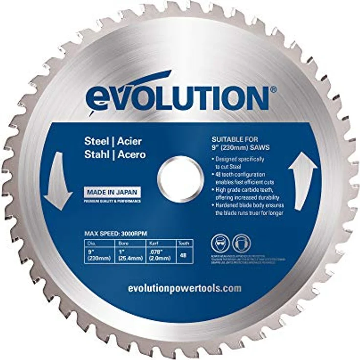 Evolution Evoblade 230 AL Kreissägeblatt für Stahl, 230 mm, Wolframcarbid (TCT) – Bild 2