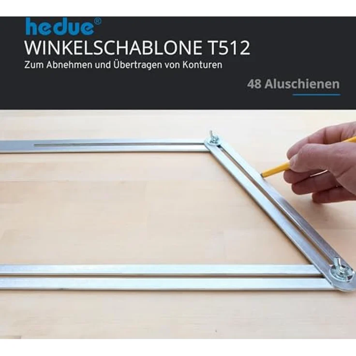 hedue® Winkelschablone T512 - Treppenlehre mit 48 Aluschienen, Treppenwinkelschablone, Treppenschablone zum Übertragen von vieleckigen Konturen – Bild 2