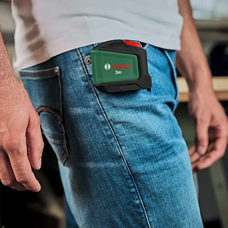 Bosch Maßband 3m (Autolock; 19mm breites Band, nylonbeschichtet, genaues 3-Meter-Maßband mit Zweirichtungshaken und Metall-Gürtelclip) – Bild 4