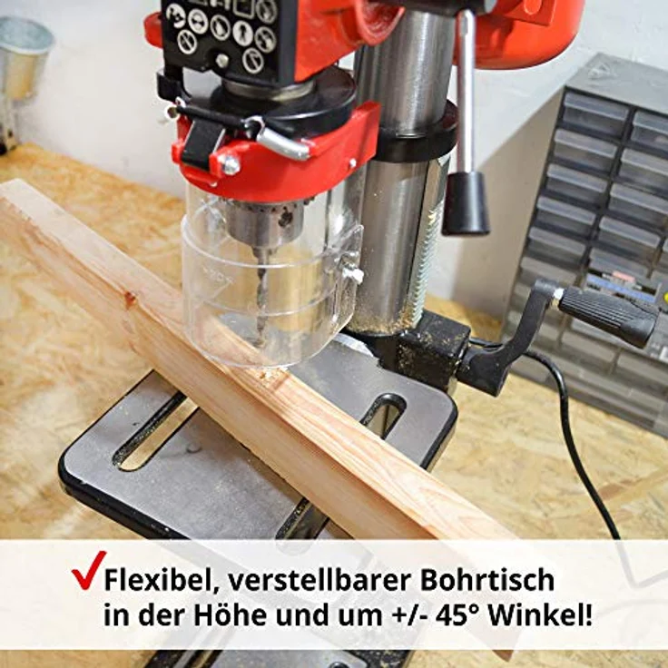 Hecht Profi Standbohrmaschine 600 Watt, 12-stufige Drehzahlregelung, schwenkbarer und höhenverstellbarer Bohrtisch, Späneschutz, präzise Säulenbohrmaschine – Bild 4