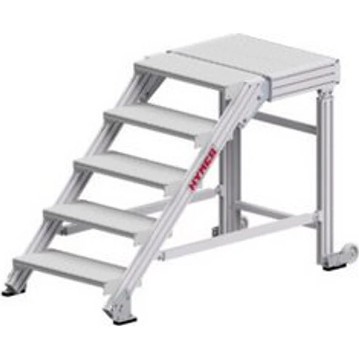 Hymer Gerüst Treppenpodest, 5 Stufen mit 600 mm Stufenbreite, rutschsichere Alu-Profilstufen, max. Belastung Plattform 300 kg