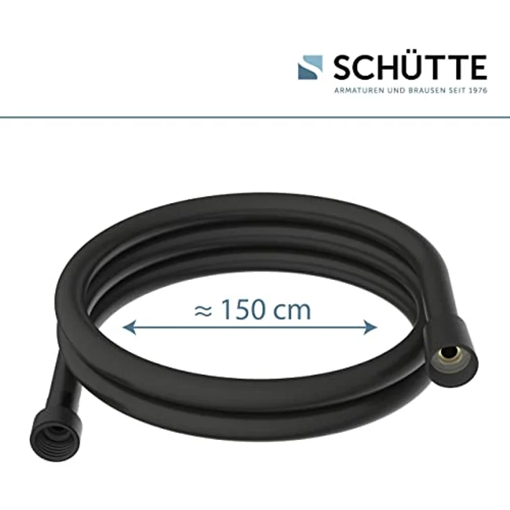 SCHÜTTE Duschschlauch 1,5m | Brauseschlauch mit Verdrehschutz Dusche mit 150cm Länge aus Kunststoff | Duschkopf-Schlauch mit Universalanschluss | Schwarz – Bild 3